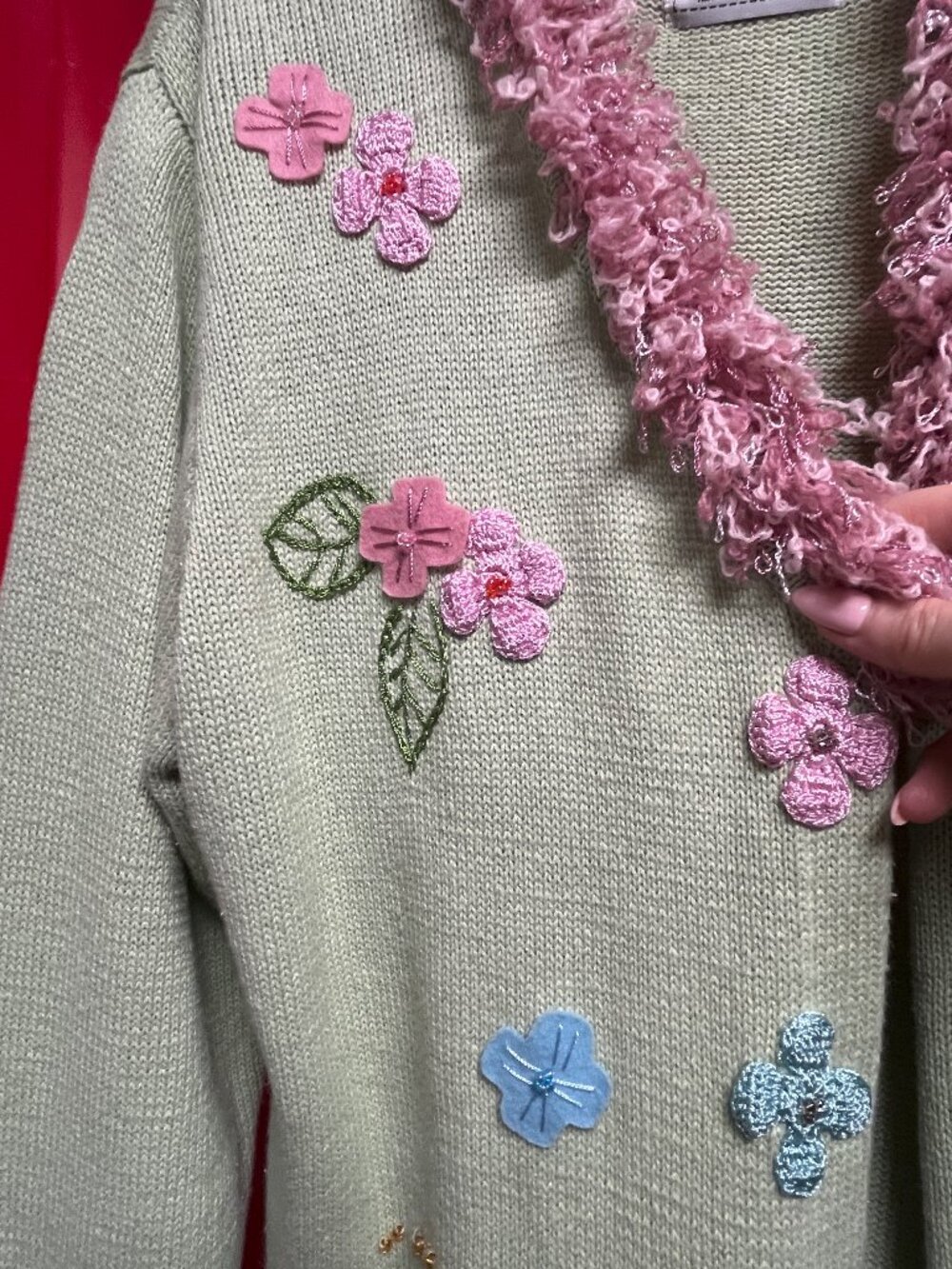 Storybook Knits lime green sweater coat, size medium - Picture 12 of 12
